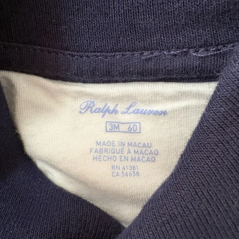 Ralph Lauren Baby Boy 3M Sweater Navy Blue White Striped Knit Preppy Nautical